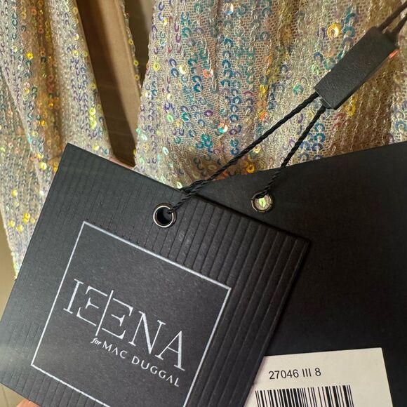 IEENA FOR MAC DUGGAL Sequin Asymmetrical Ruffle Tiered Gown Size 8 Style 27046 - Picture 11 of 11